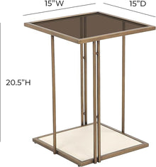 Emma Cream Ash & Glass Side Table