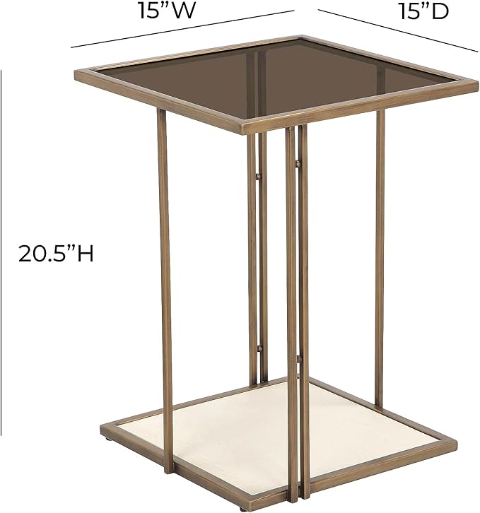 Emma Cream Ash & Glass Side Table Accent & End Tables| TOV