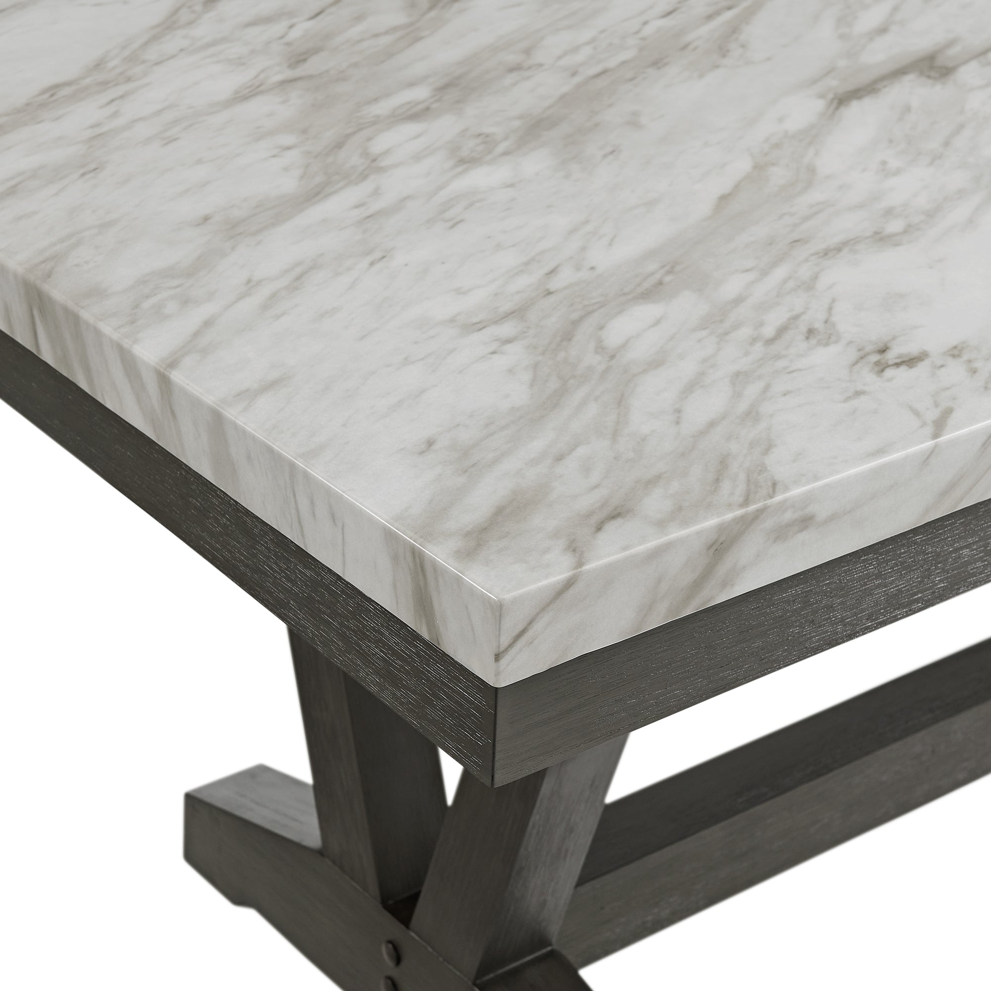 Everdeen Dining Table w/ White Faux Marble Top in Charcoal Dining Chairs| Roots Furniture