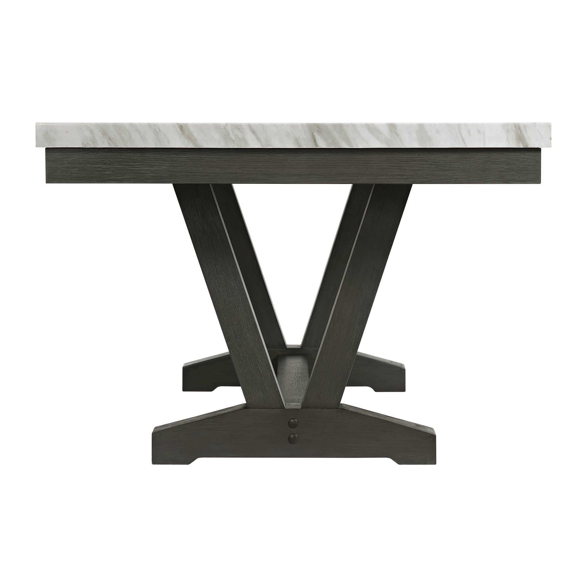 Everdeen Dining Table w/ White Faux Marble Top in Charcoal Dining Chairs| Roots Furniture