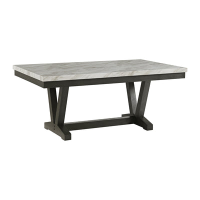 Everdeen Dining Table w/ White Faux Marble Top in Charcoal - Al Rugaib Furniture