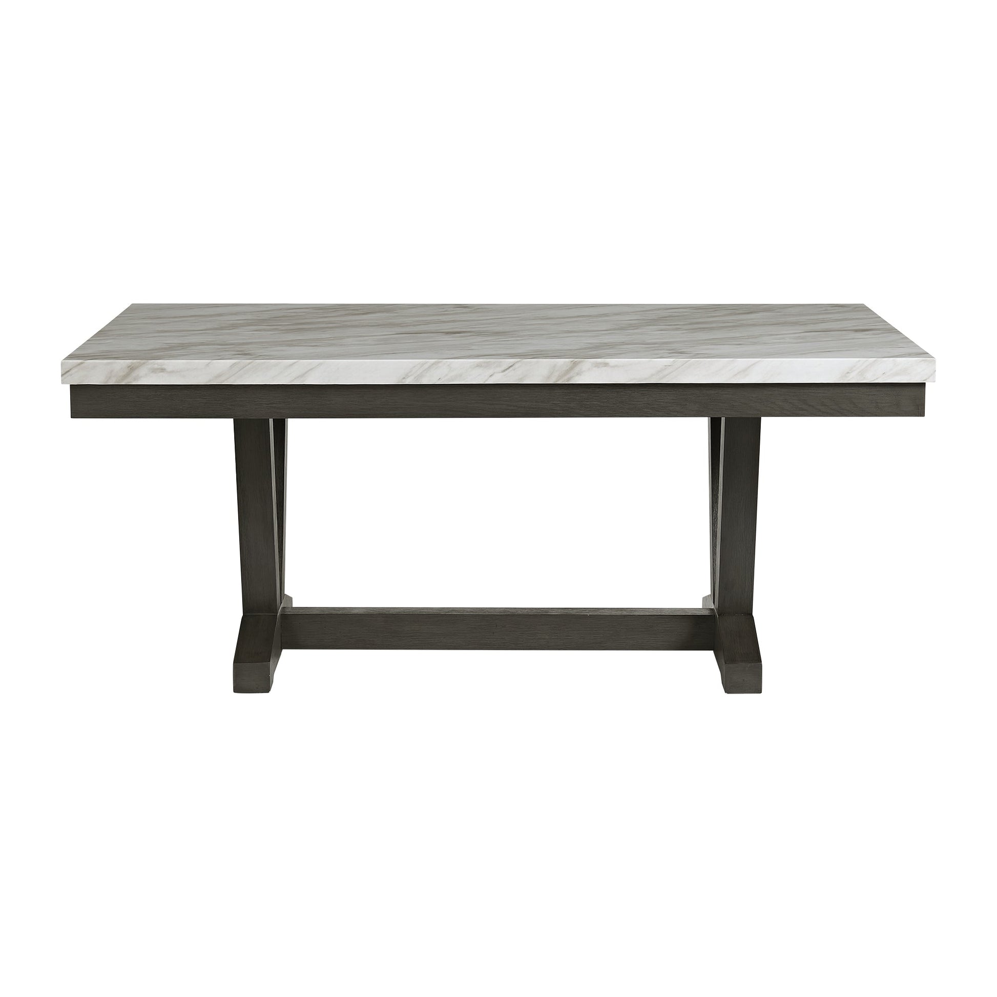 Everdeen Dining Table w/ White Faux Marble Top in Charcoal Dining Chairs| Roots Furniture