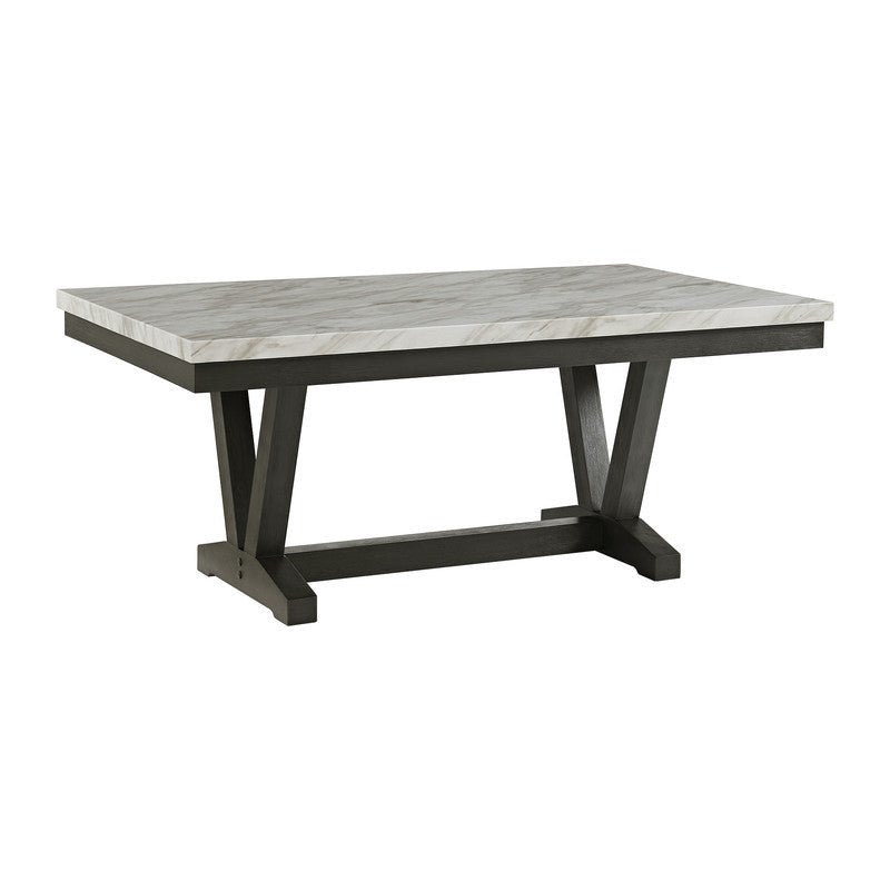 Everdeen Dining Table w/ White Faux Marble Top in Charcoal Dining Chairs| Roots Furniture