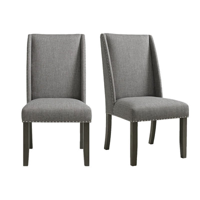 Everdeen Side Chair w/ Grey Fabric and Nail Heads in Charcoal (2 Per Carton) - Al Rugaib Furniture