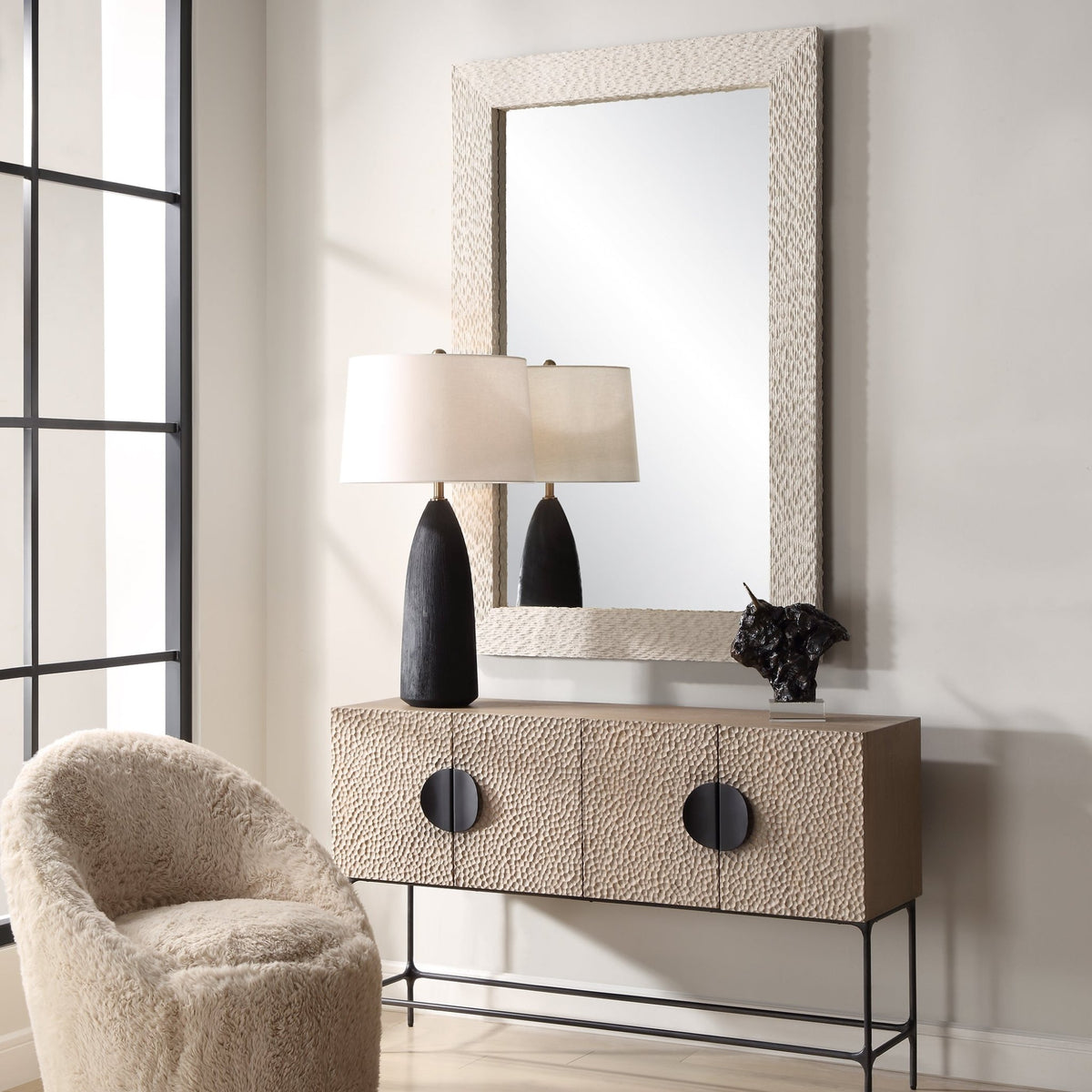 Everett Ivory Stone Mirror Mirrors| Uttermost