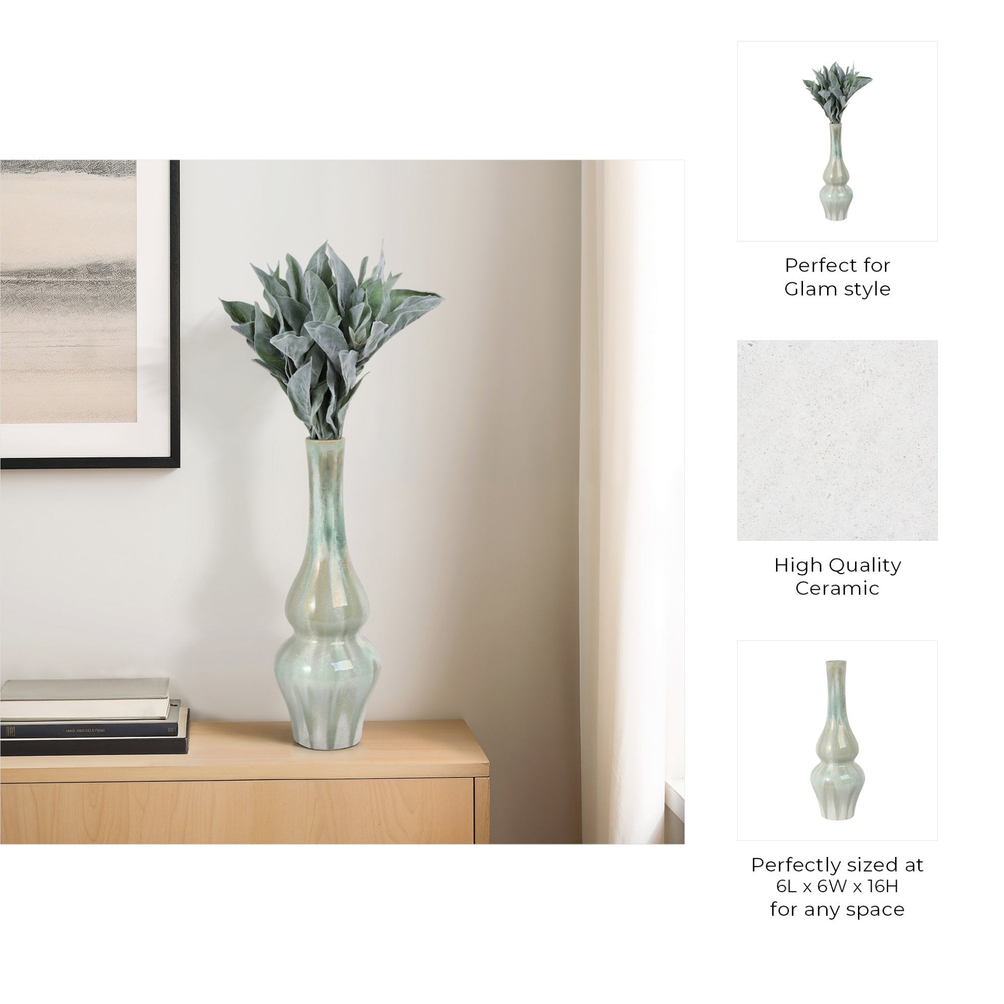 Everette Green Ceramic Vase Vases and Jars| Sagebrook Home