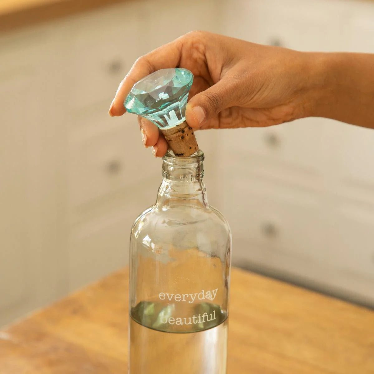 Everyday Glass Bottle W/Blue Glass Stopper Bottles & Containers| Roots Furniture