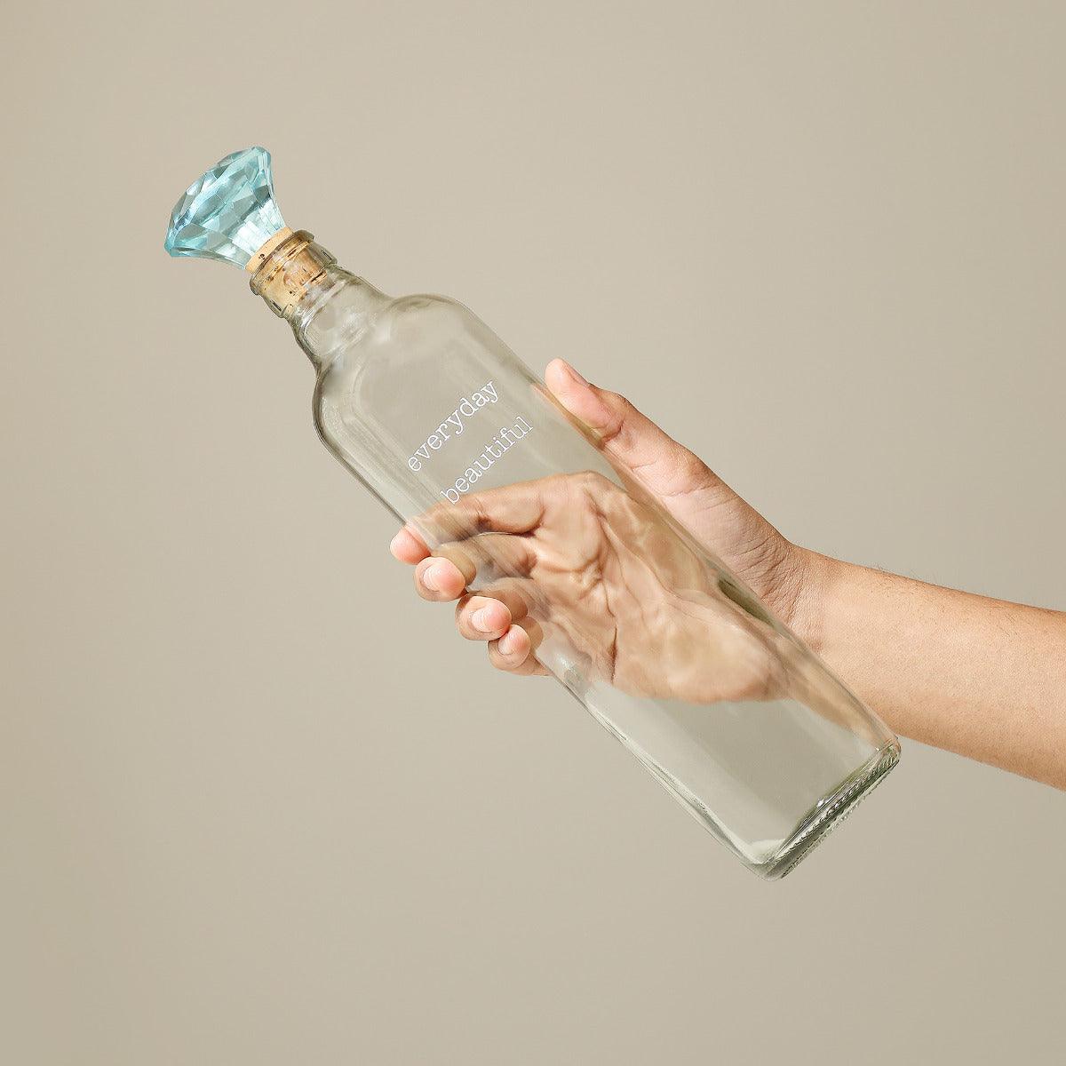 Everyday Glass Bottle W/Blue Glass Stopper Bottles & Containers| Roots Furniture
