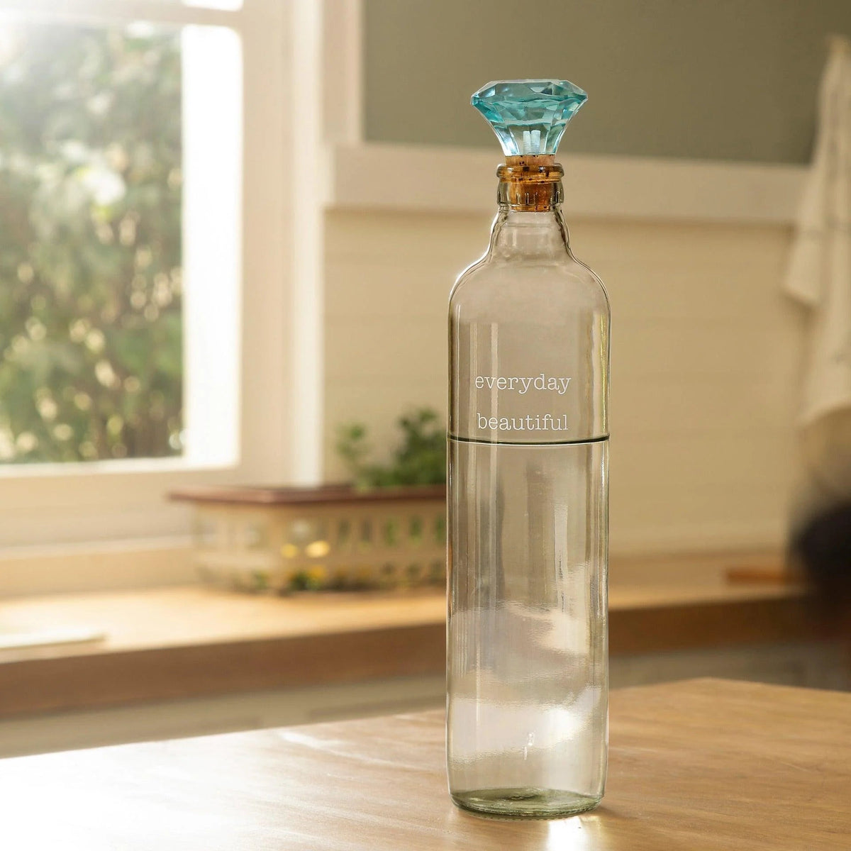 Everyday Glass Bottle W/Blue Glass Stopper Bottles & Containers| Roots Furniture
