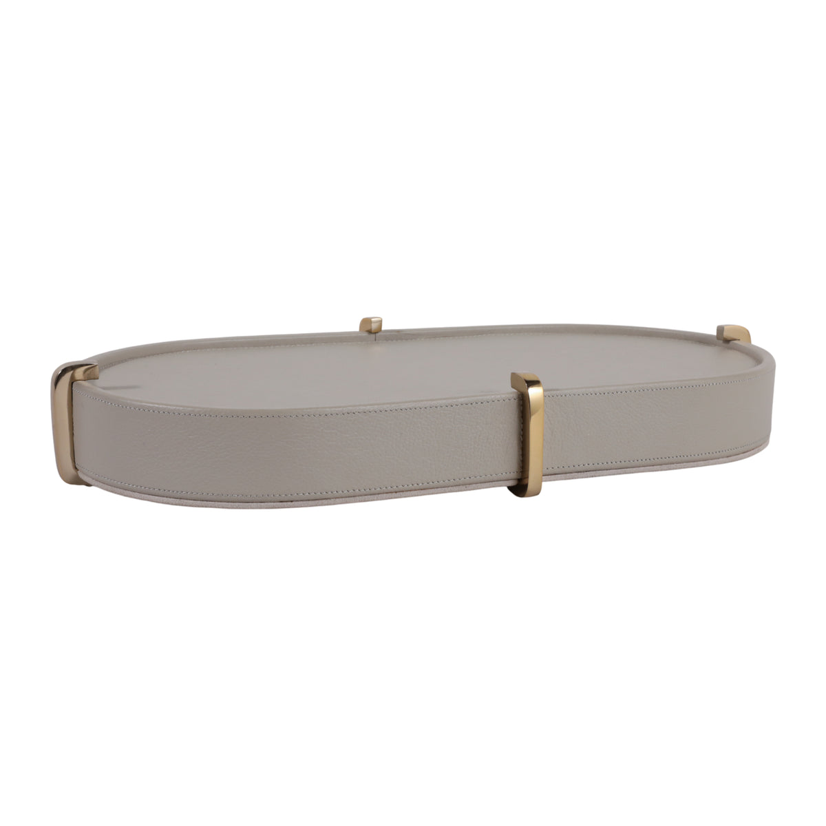 16" HAMDEN TAUPE LEATHER TRAY