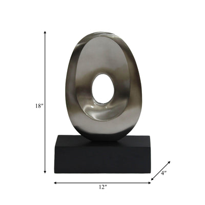18, METAL OVAL SCULPTURE,SLVR/BLK