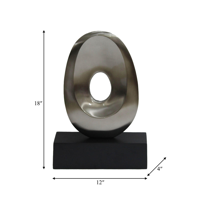 18, METAL OVAL SCULPTURE,SLVR/BLK
