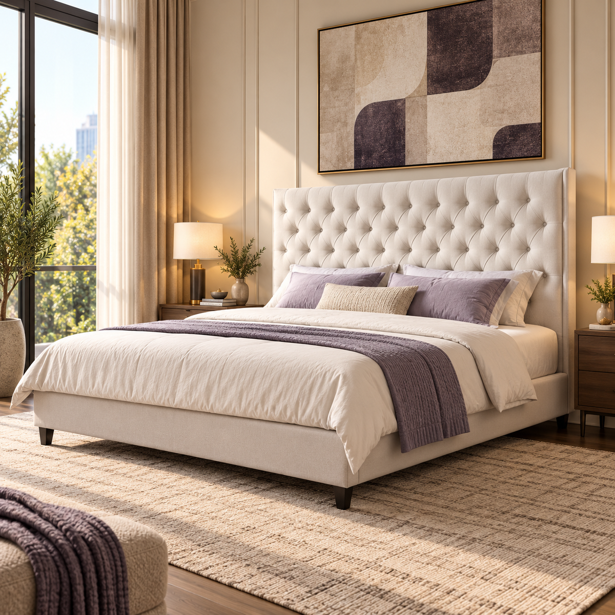 WH Light Beige Bed - Queen