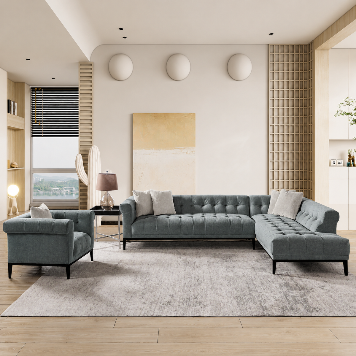 Agate Sage Green Sectional Raf