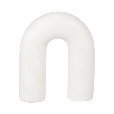 MARBLE, 6 ROUNDED HORSESHOE TABLE TOP DECO, WHITE