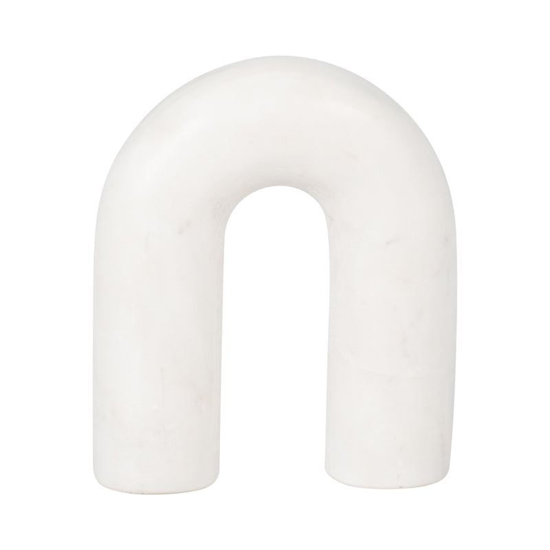 MARBLE, 6 ROUNDED HORSESHOE TABLE TOP DECO, WHITE