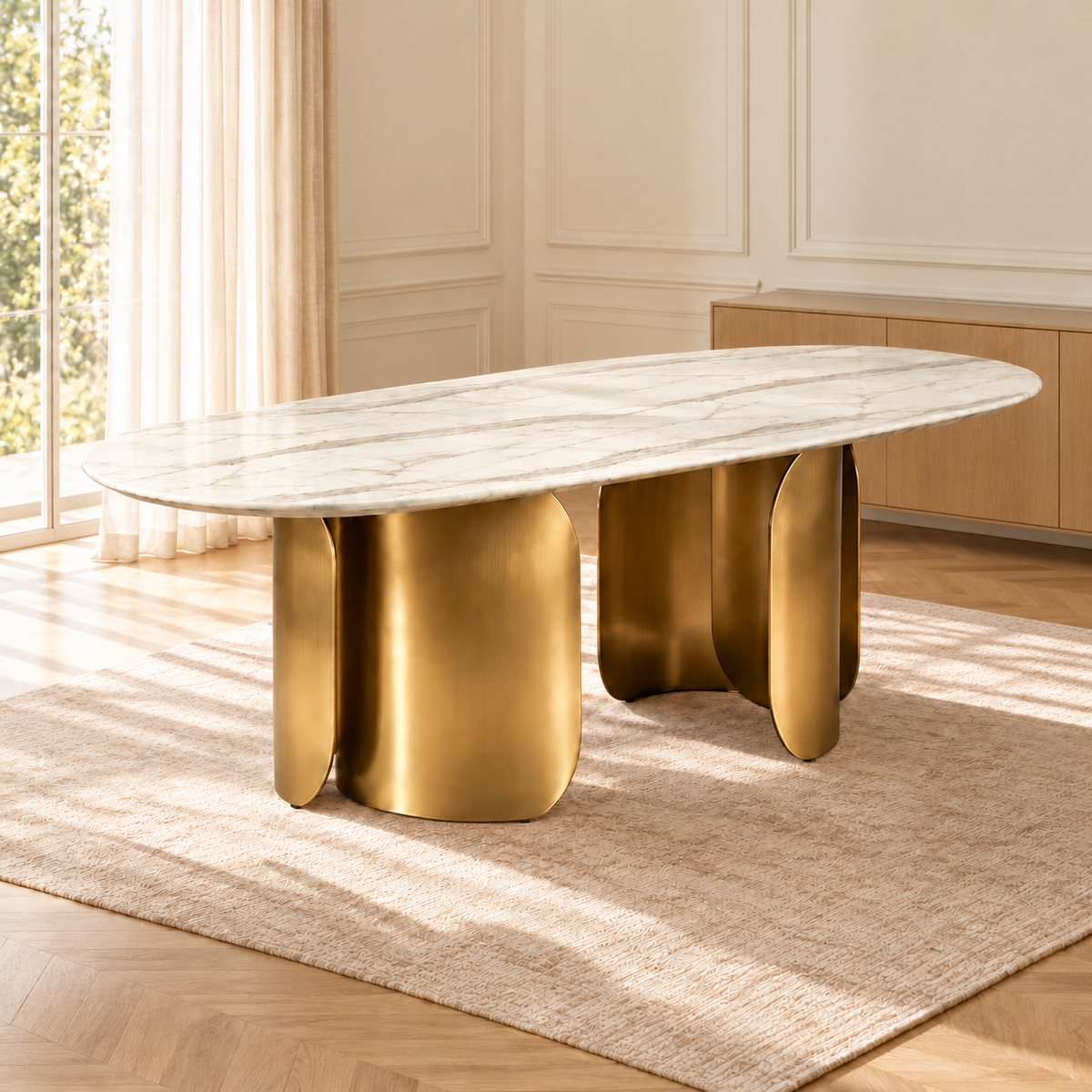 Twirl White Gold Dining Table - 270 Cm