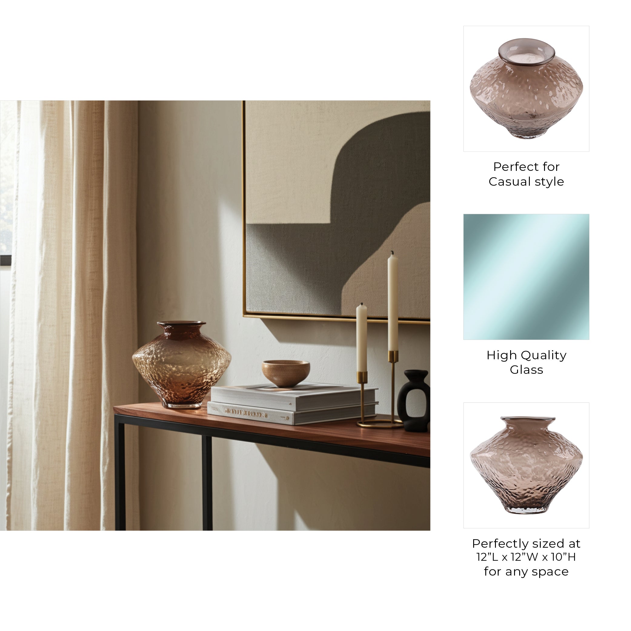 مزهرية تيرزاه بالزجاج البني Tirzah Brown Glass Vase