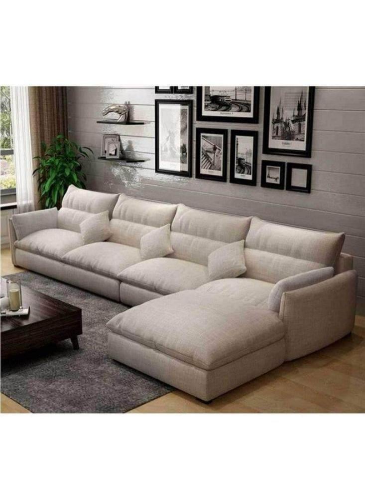 Royal | Luxe Lounger L-Shape Sofa - Beige - 85x180x300x80 cm