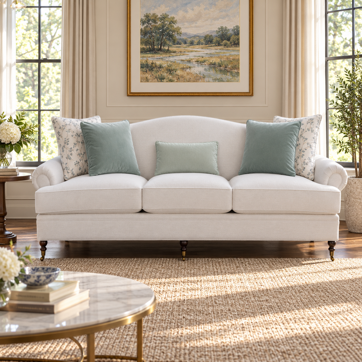 Novelle White Cream Sofa 280cm