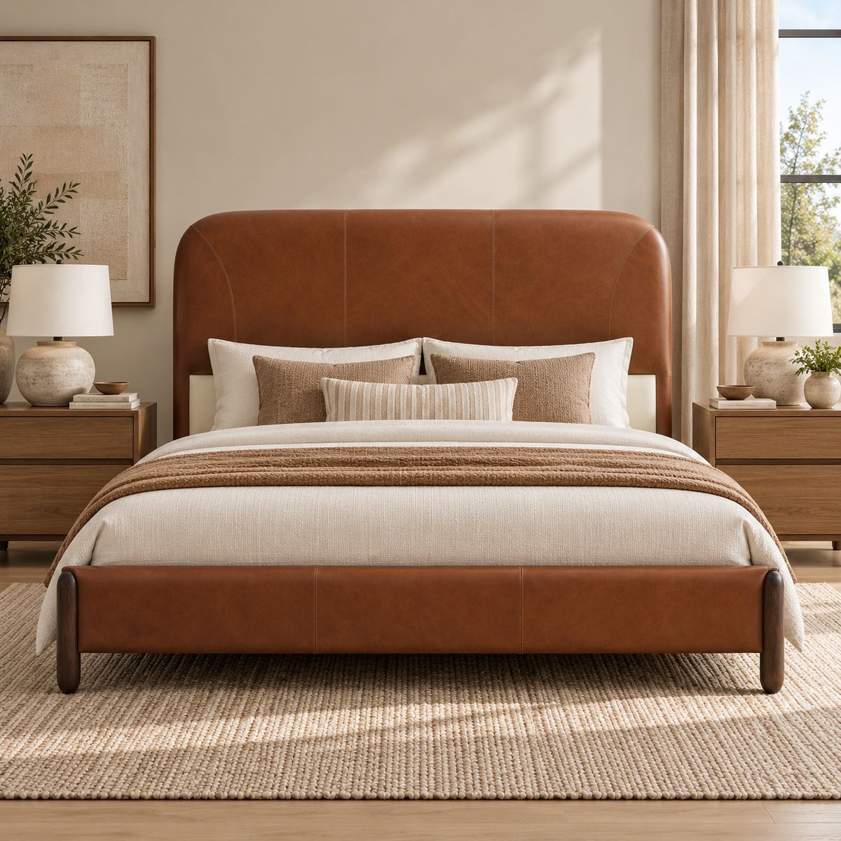 Grace Brown Leather Haven King Size Bed