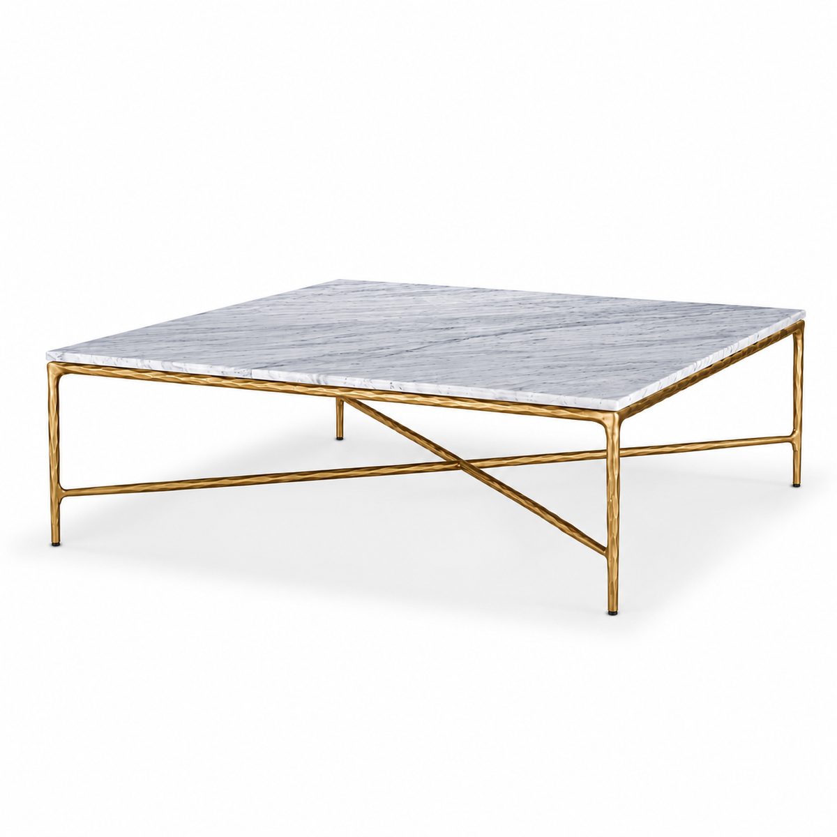 Square Gold Coffee Table with Marble Top