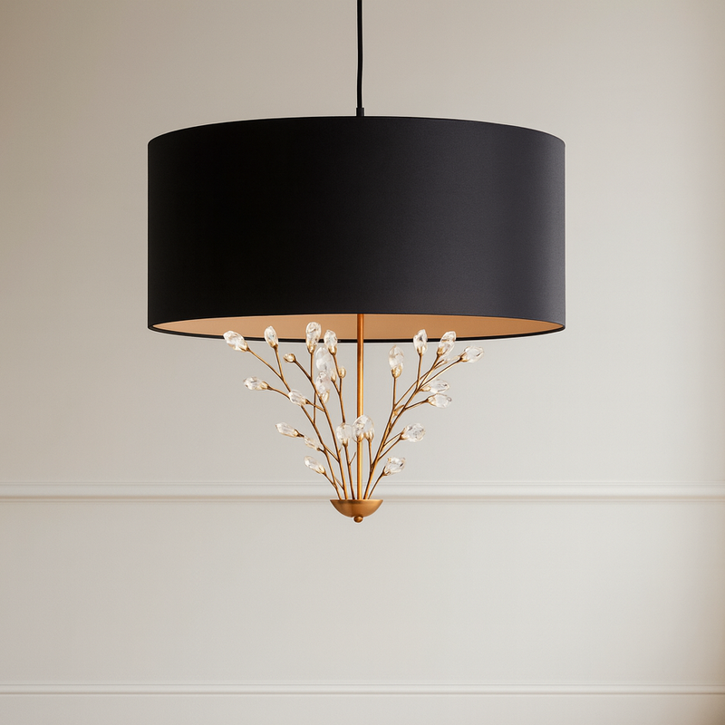 CRYSTAL FLOWER CHANDELIER, GOLD