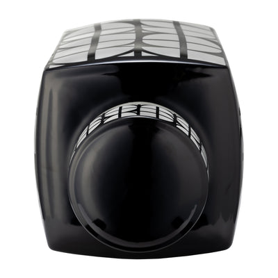 CER, 18H SQUARE JAR W/ LID, BLACK/WHITE