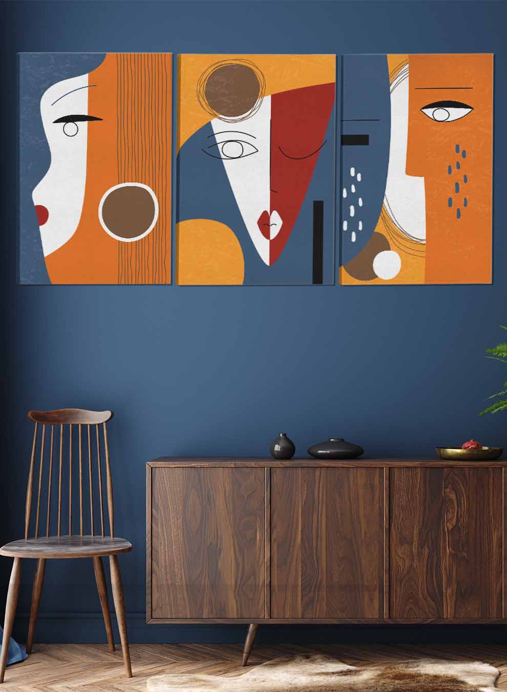 Face Designs Abstract Paintings(set of 3) Paintings & Pictures| LOWHA