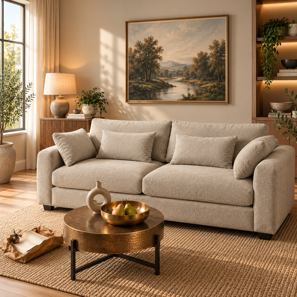 Terrona Rust Sofa 280cm - Beige