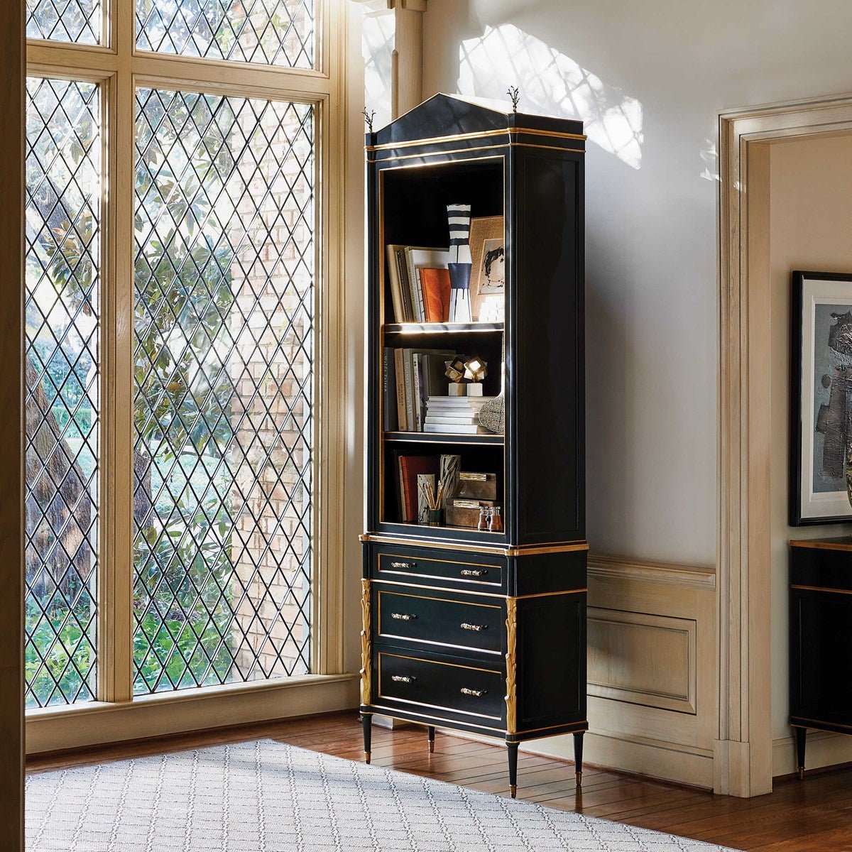 Faux Bois Cabinet, Black/Gold 3 Cartons Cabinets & Chests| Uttermost