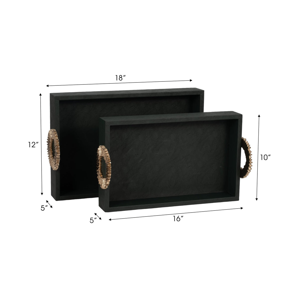 FAUX LEATHER, S/2 16/18" 5TH AVE TRAYS, GREEN/GOLD Tray| Sagebrook Home
