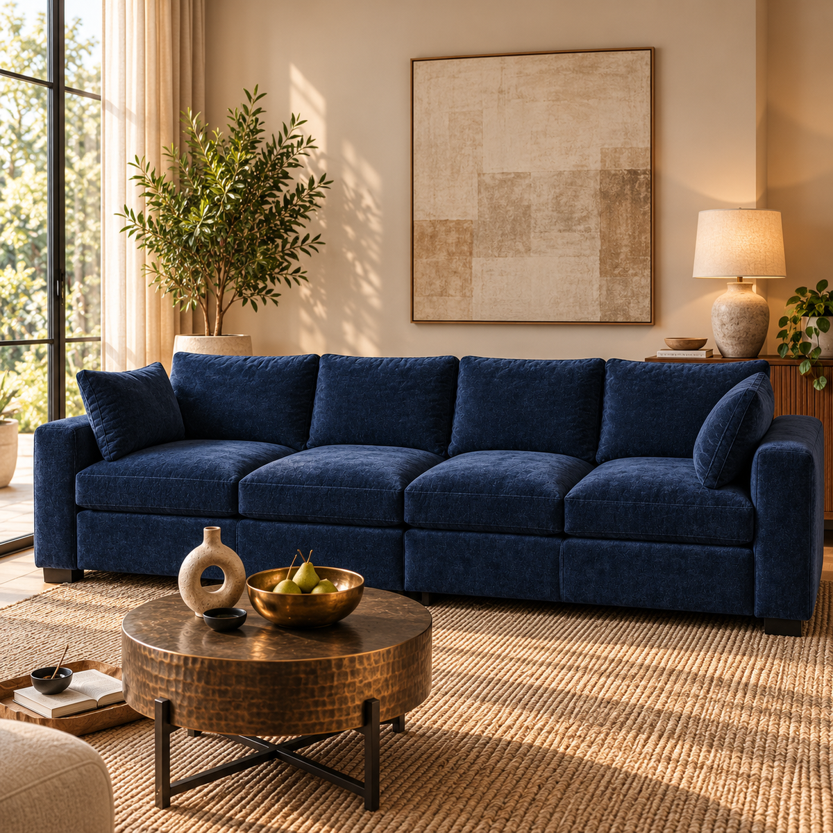 Terrona Rust Sofa 320cm - Navy