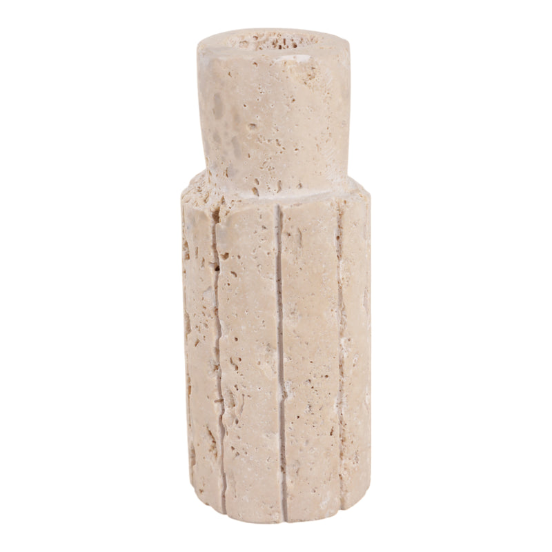 حامل مخروطي من الحجر الجيري الخام بأطراف خام ، لون بيج 5X2 5X2 RAW EDGE TRAVERTINE TAPER HOLDER, TAN