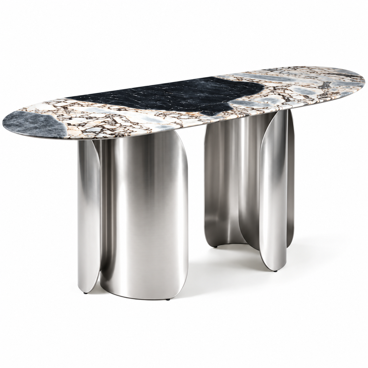 Twirl Ocean storm Silver Bar Table - 152 Cm TOP