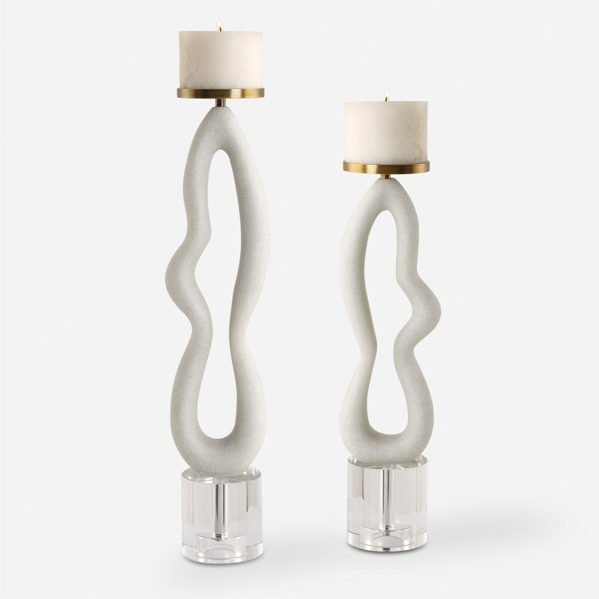 Feamelo Ivory Stone Candleholders, S/2 Candle Holders| Uttermost
