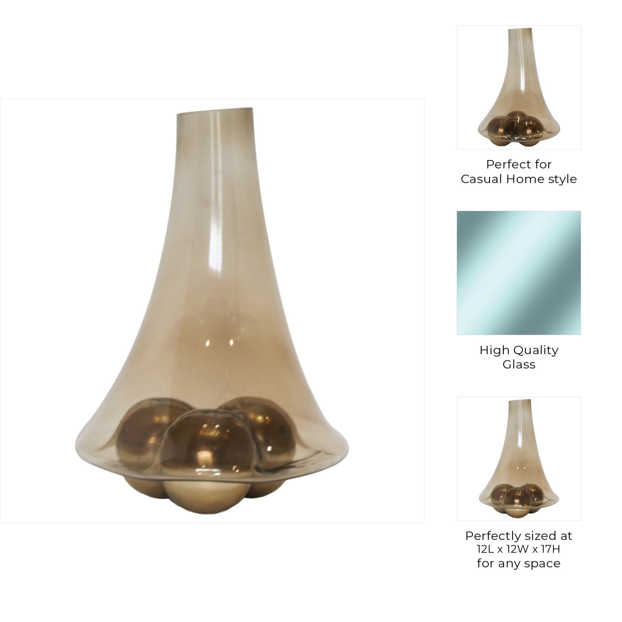 Feline Glass Vase With Metal Ball Base Vases and Jars| Sagebrook Home