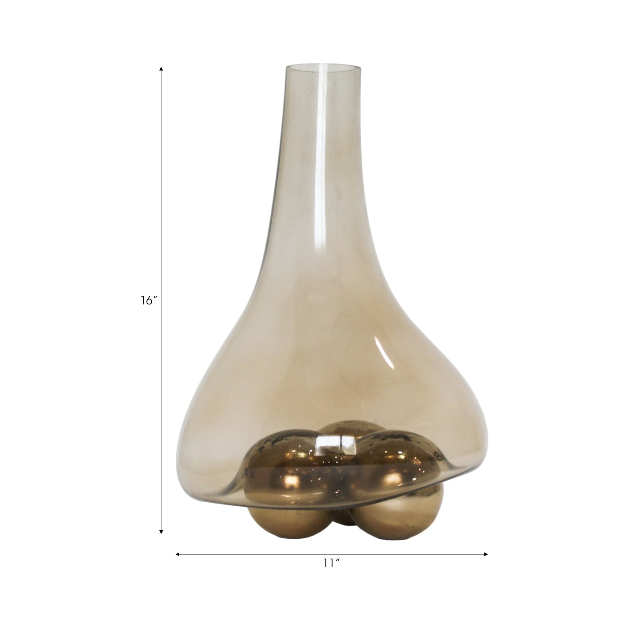Feline Glass Vase With Metal Ball Base Vases and Jars| Sagebrook Home