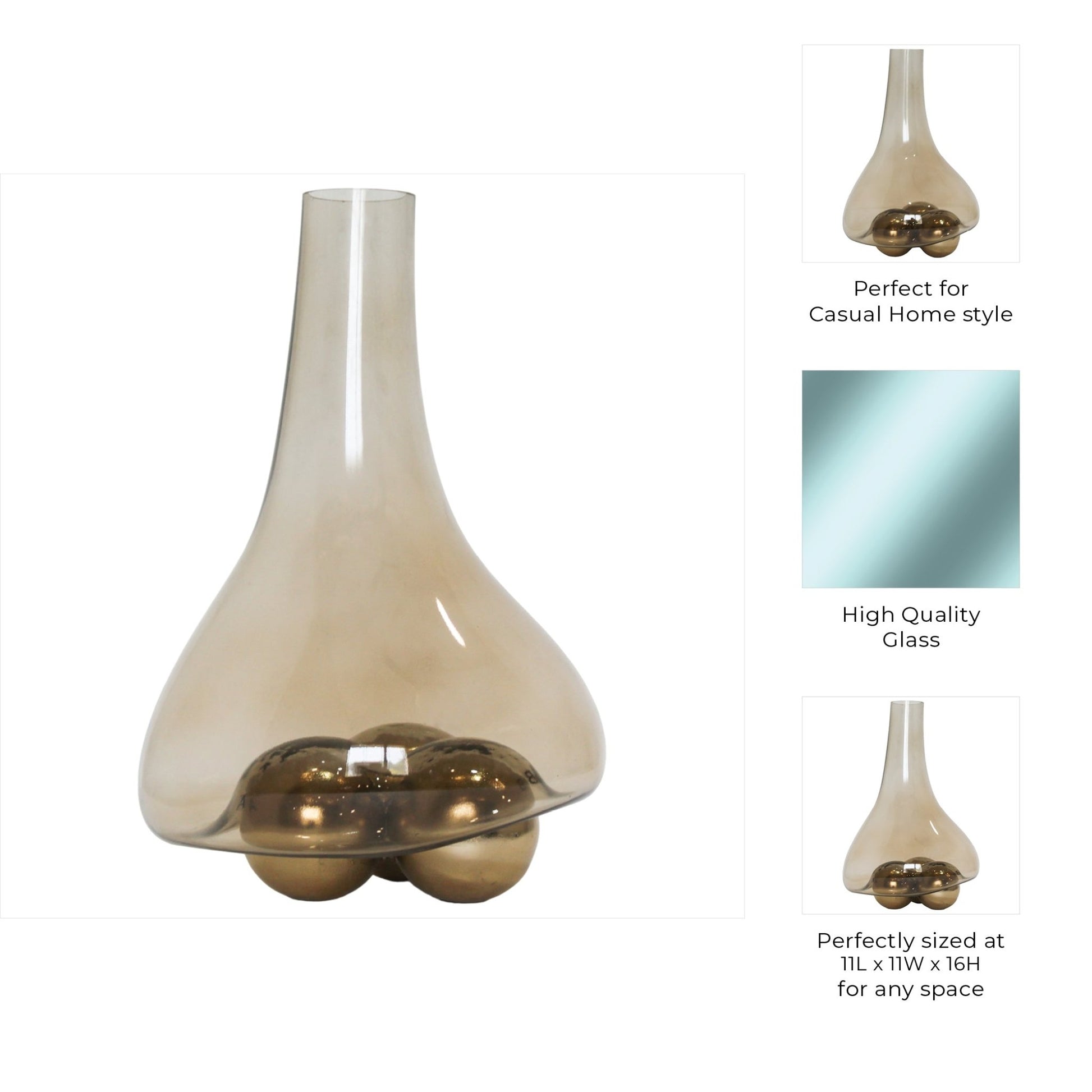 Feline Glass Vase With Metal Ball Base Vases and Jars| Sagebrook Home