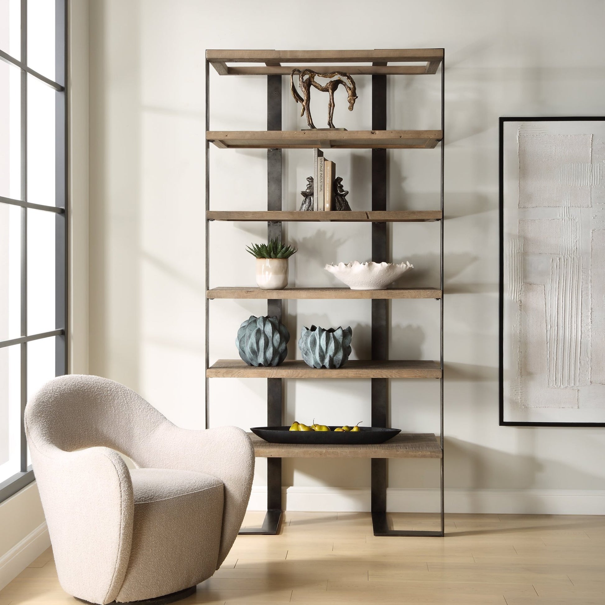 Felix Reclaimed Oak Etagere Table Decors| Uttermost