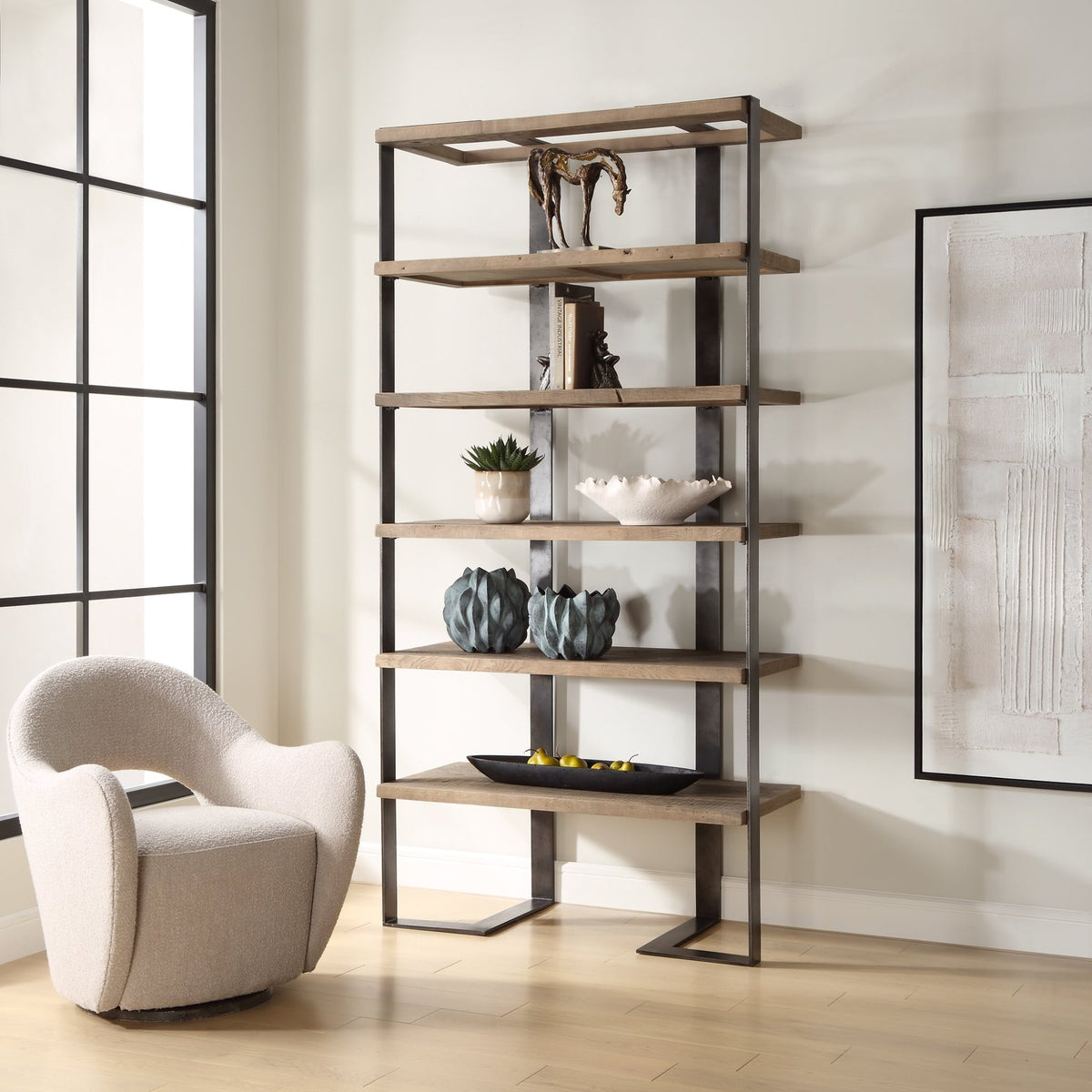Felix Reclaimed Oak Etagere Table Decors| Uttermost