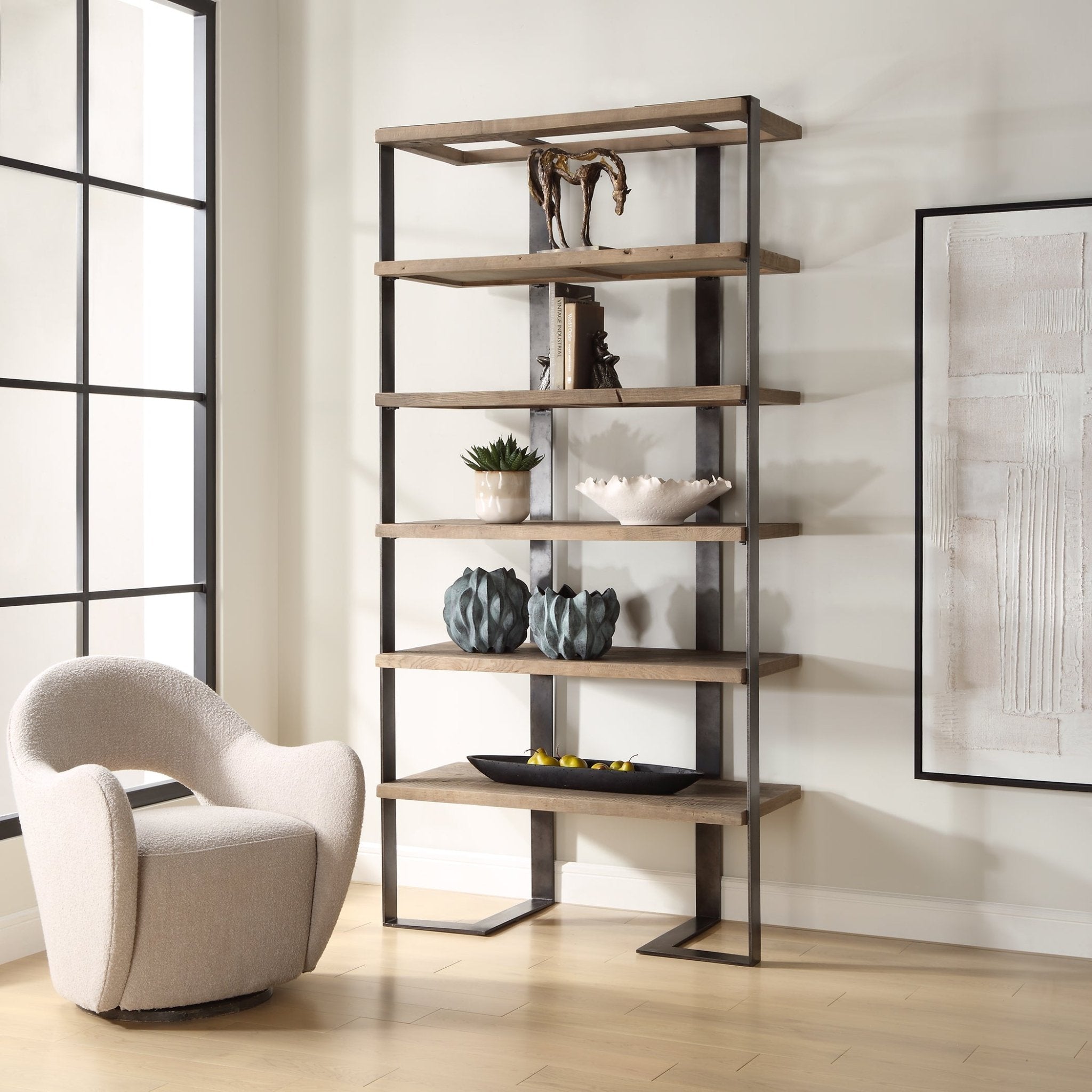 Felix Reclaimed Oak Etagere Table Decors| Uttermost