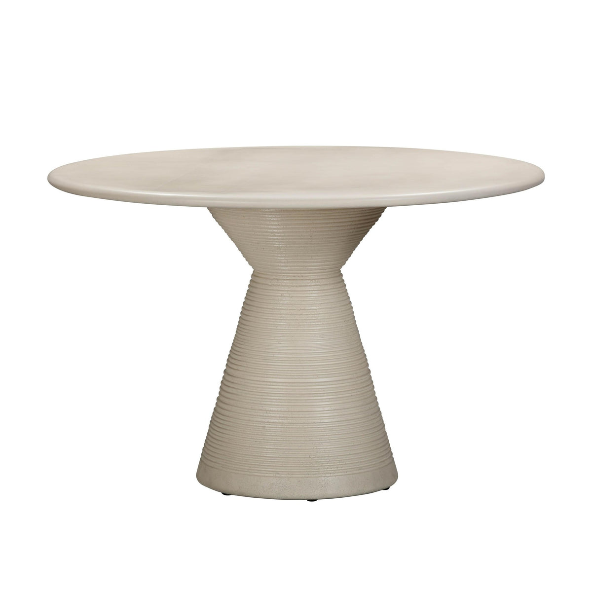 Fern Beige Textured Faux Plaster Concrete Indoor / Outdoor Round Dining Table Dining Tables| TOV