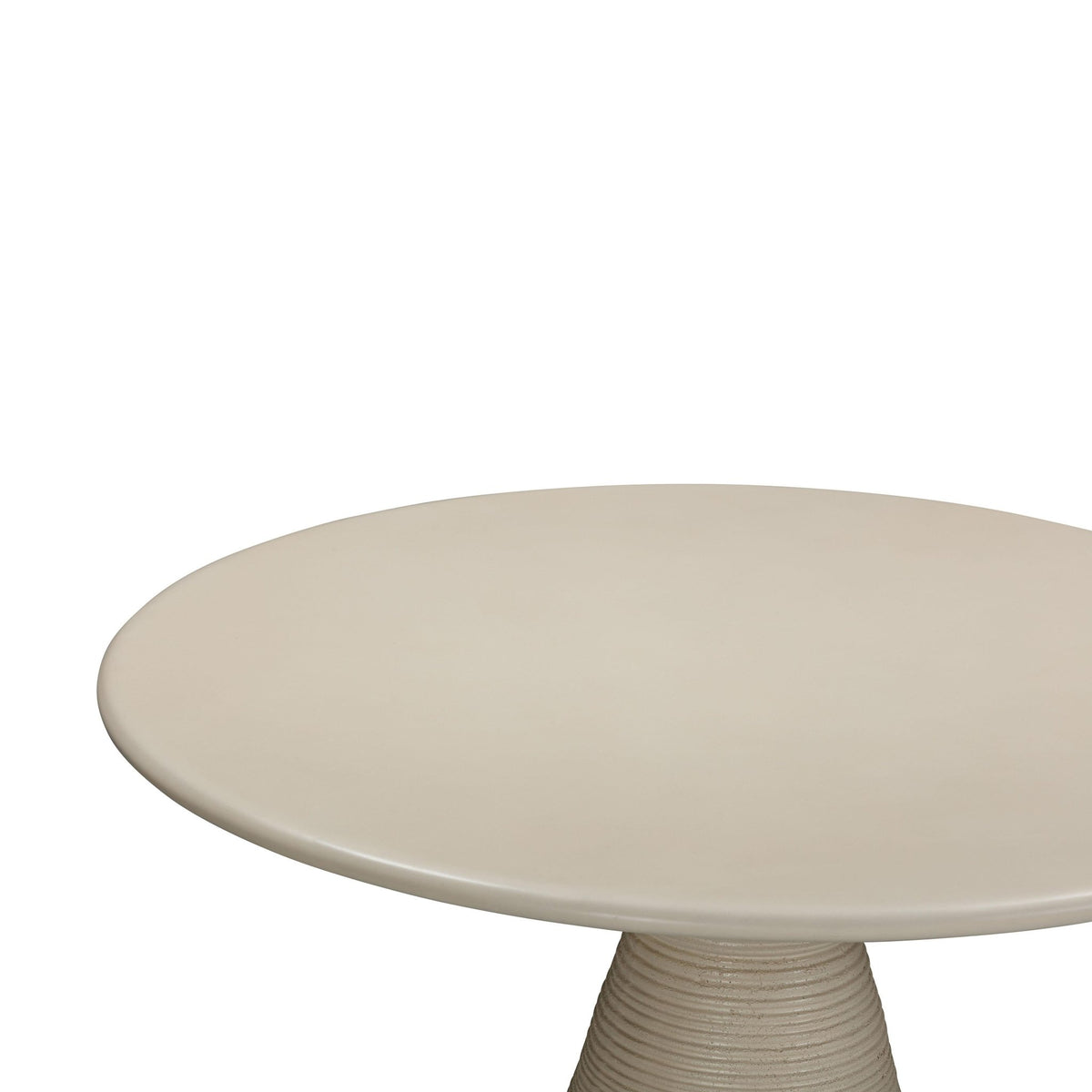 Fern Beige Textured Faux Plaster Concrete Indoor / Outdoor Round Dining Table Dining Tables| TOV