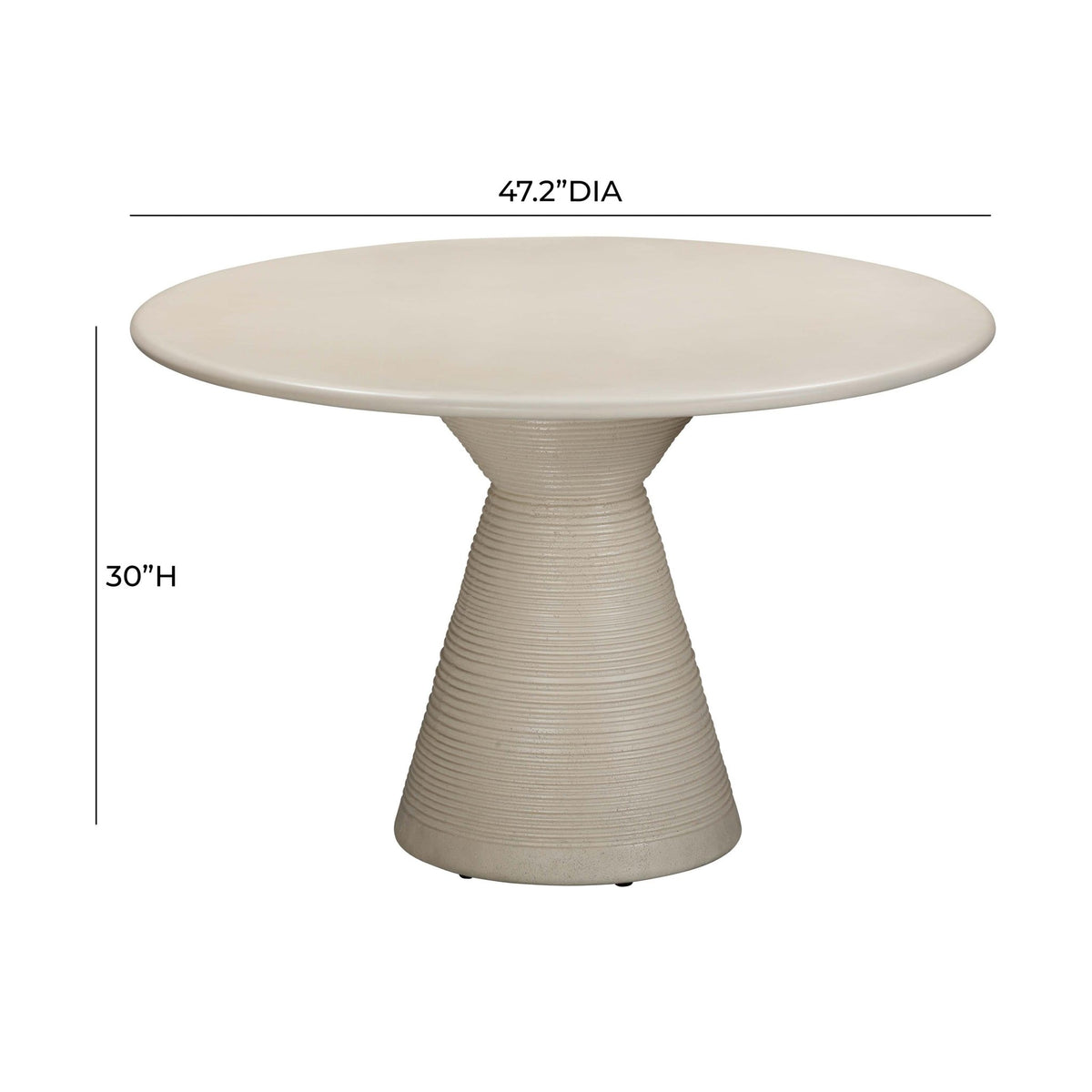 Fern Beige Textured Faux Plaster Concrete Indoor / Outdoor Round Dining Table Dining Tables| TOV