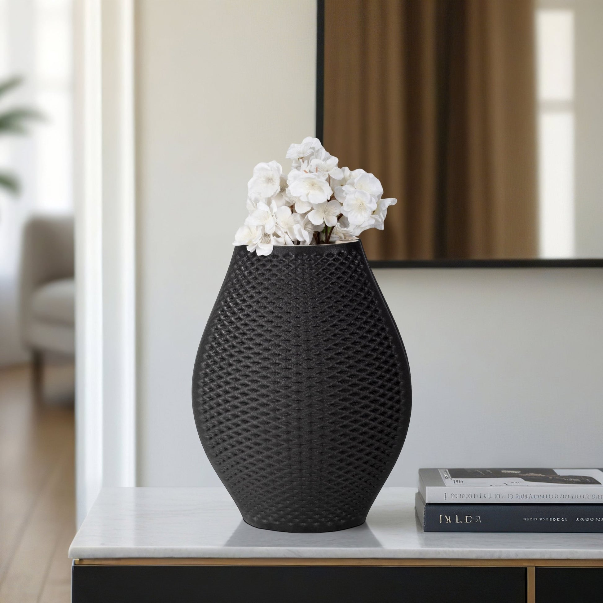 Fernando 3d Printed Vase, Black Vases and Jars| Sagebrook Home