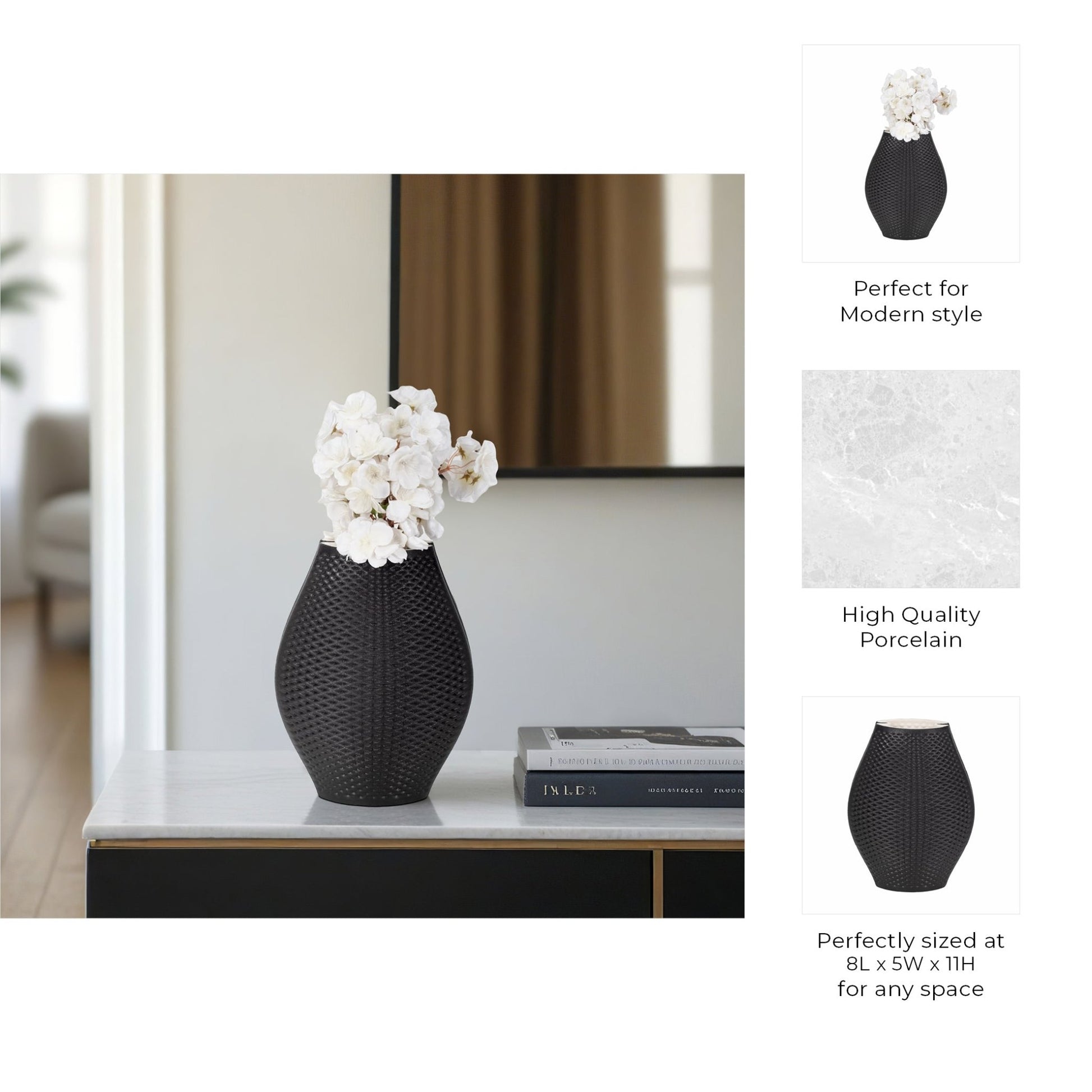 Fernando 3d Printed Vase, Black Vases and Jars| Sagebrook Home