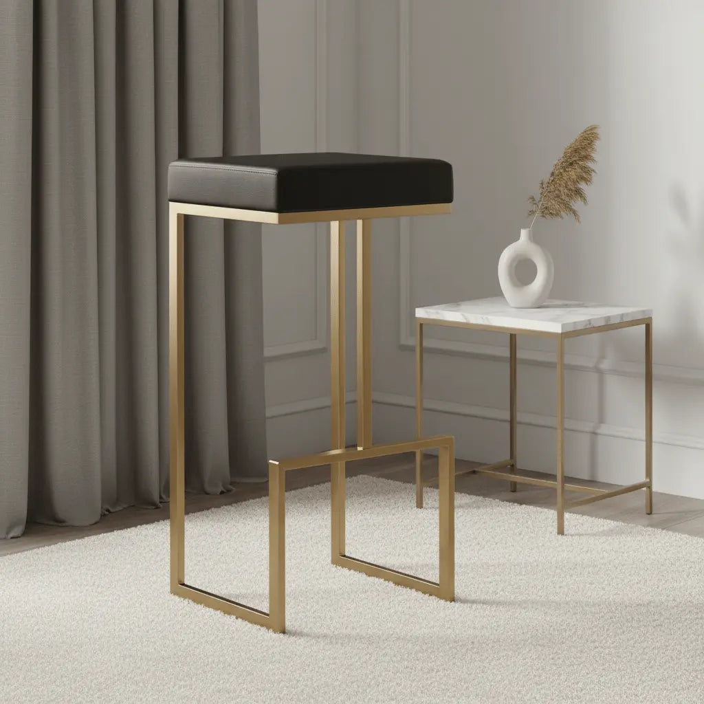 Ferrara Black Gold Steel Barstool Counter Stools| TOV