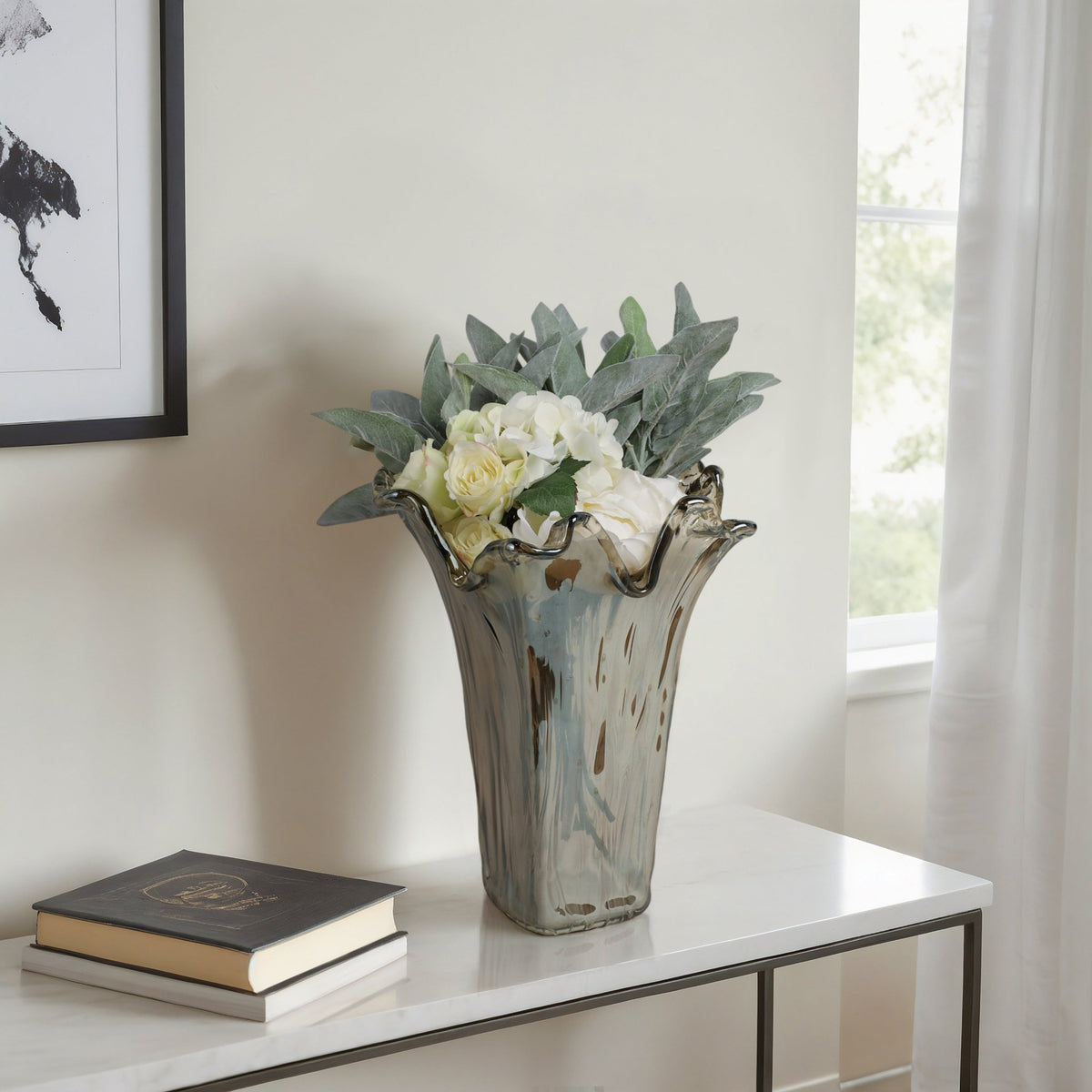 19" Fiastra Wide Italian Art Glass Vase Vases and Jars| Sagebrook Home
