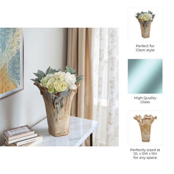 19" Fiastra Wide Italian Art Glass Vase Vases and Jars| Sagebrook Home